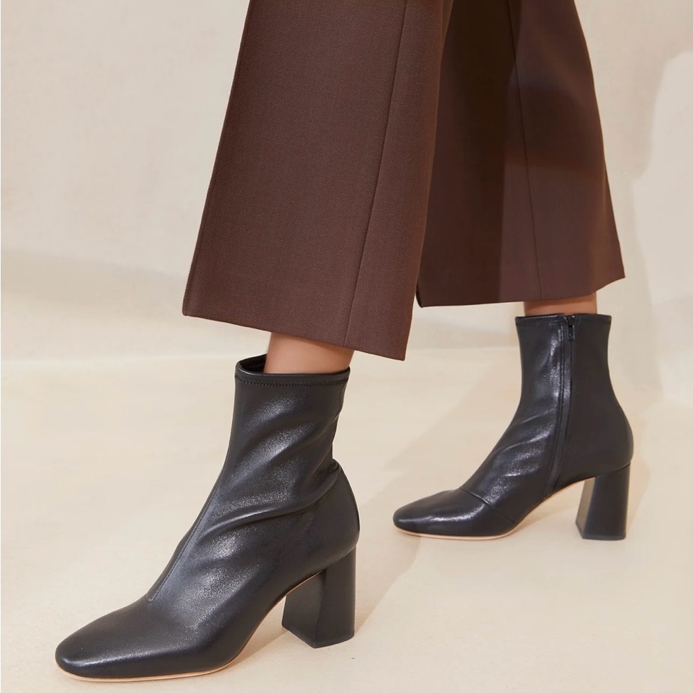 Loeffler Randall Elise Slim Ankle Bootie Black Stretch Nappa